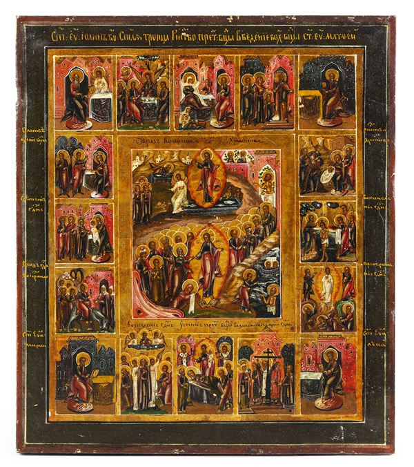 La Resurrezione di Cristo. Icona tempera su tavola. Russia XIX secolo