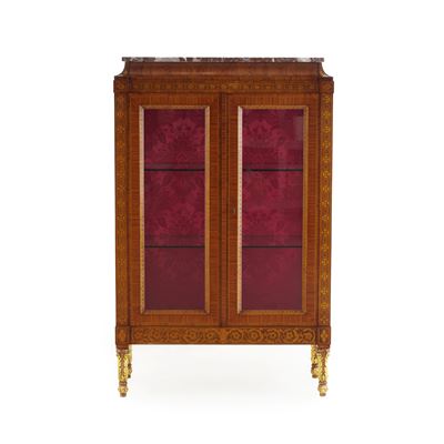 Vetrina lastronata in bois de rose con intarsi in legno d'acero, XX secolo