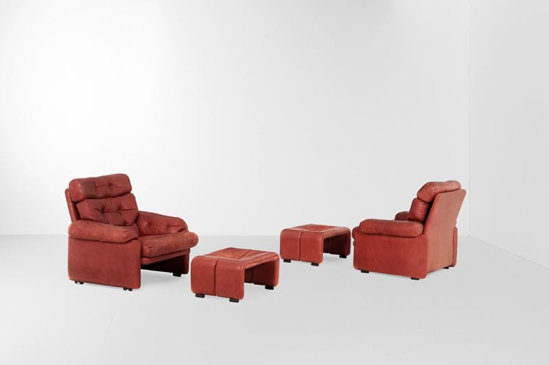 Afra e Tobia Scarpa : Due poltrone e poggiapiedi mod. Coronado  - Auction Design Lab - Cambi Casa d'Aste