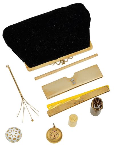 Lotto di accessori per signora, montature in oro giallo 750/1000 e argento