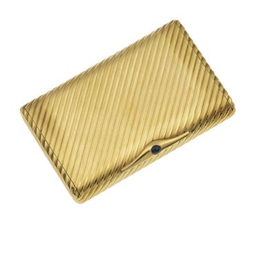 Portasigarette in oro giallo 750/1000 con piccolo zaffiro
