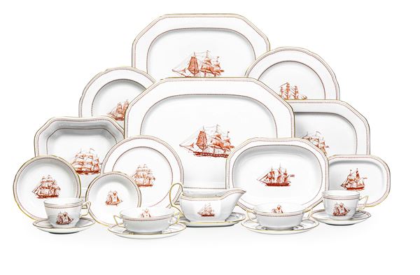 Servizio da tavola “Trade Winds Red”. Inghilterra, Manifattura Spode, 1960-1993. 