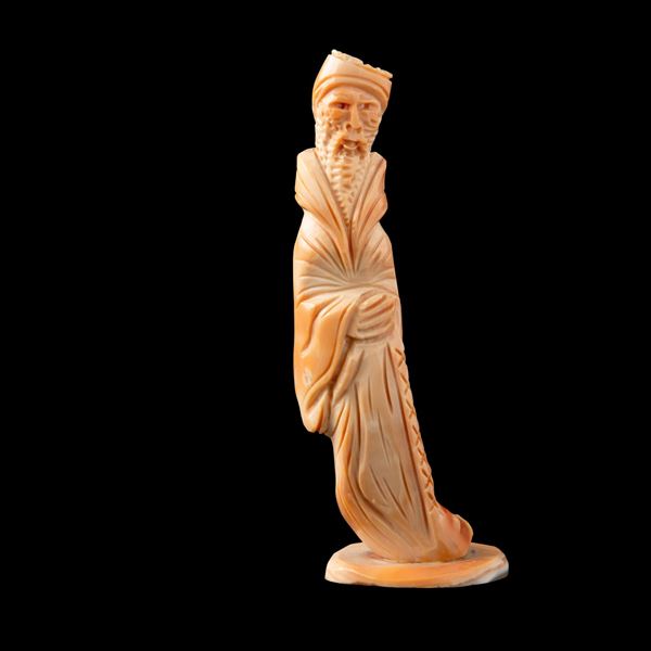 Figura in corallo raffigurante saggio, Cina, Dinastia Qing, XIX secolo