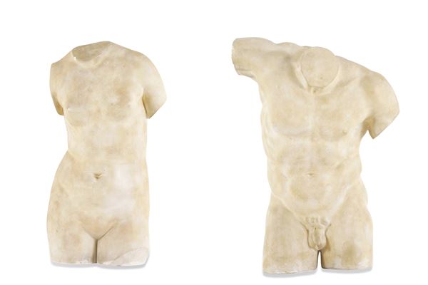 Due torsi in gesso di gusto classico, XX secolo