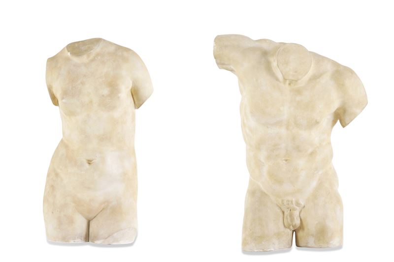 Due torsi in gesso di gusto classico, XX secolo  - Asta Dimore Italiane - Cambi Casa d'Aste