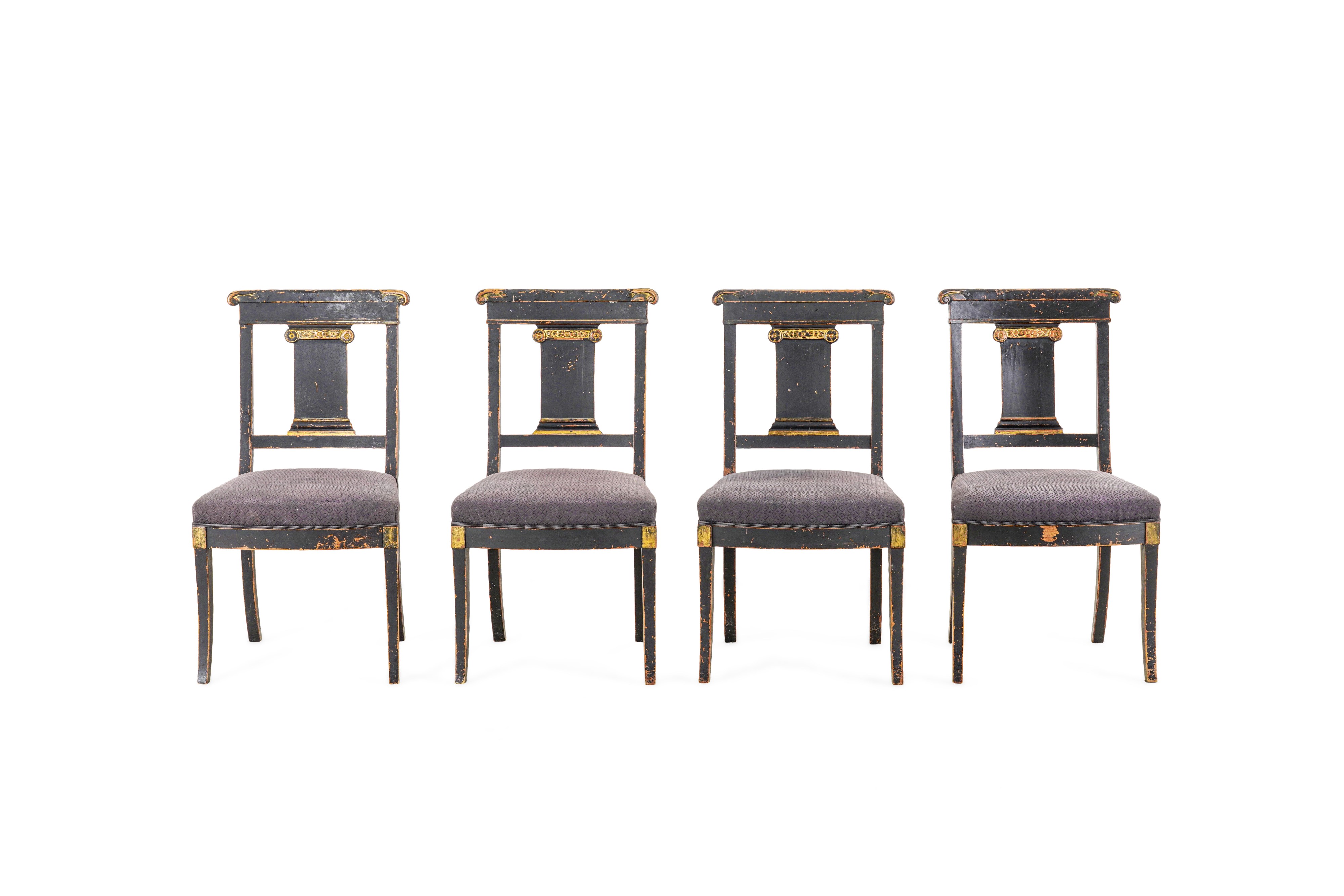 Gruppo di Sei Sedie in Legno Stile Direttorio. XX Secolo