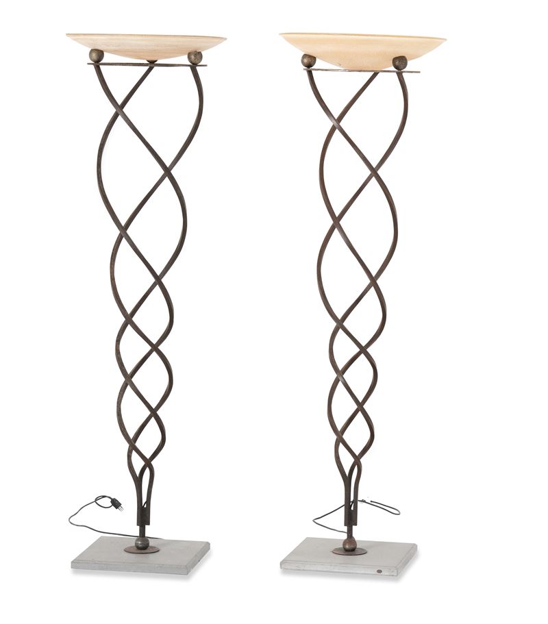 Jean-François Crochet : Due lampade da terra modello Antinea. Terzani, Italia, 1980 ca.  - Asta Dimore Italiane - Cambi Casa d'Aste