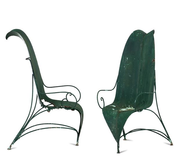 Due poltrone modello Foglia. Mirabili, Italia, 1980 ca.