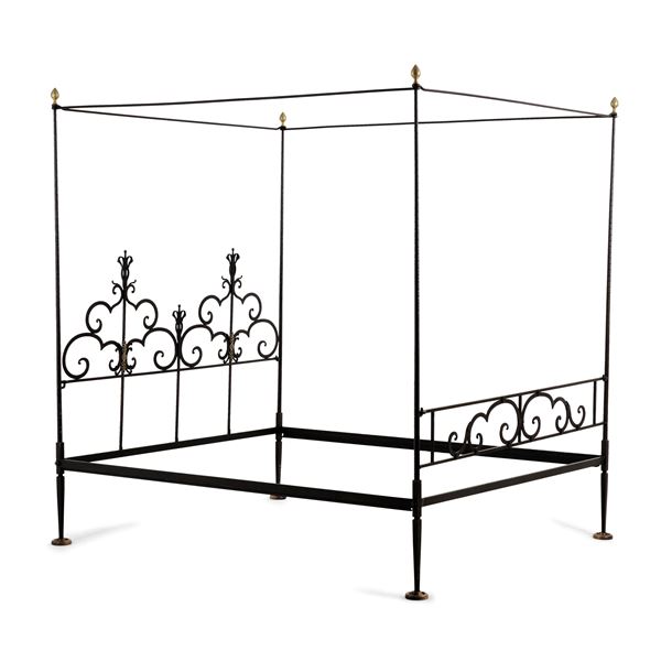 Letto a baldacchino in ferro battuto. XVIII-XIX secolo