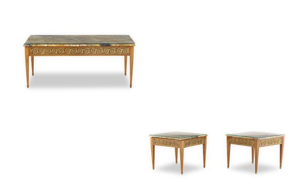 Tre tavolini da salotto in legno stile Luigi XVI. XX secolo