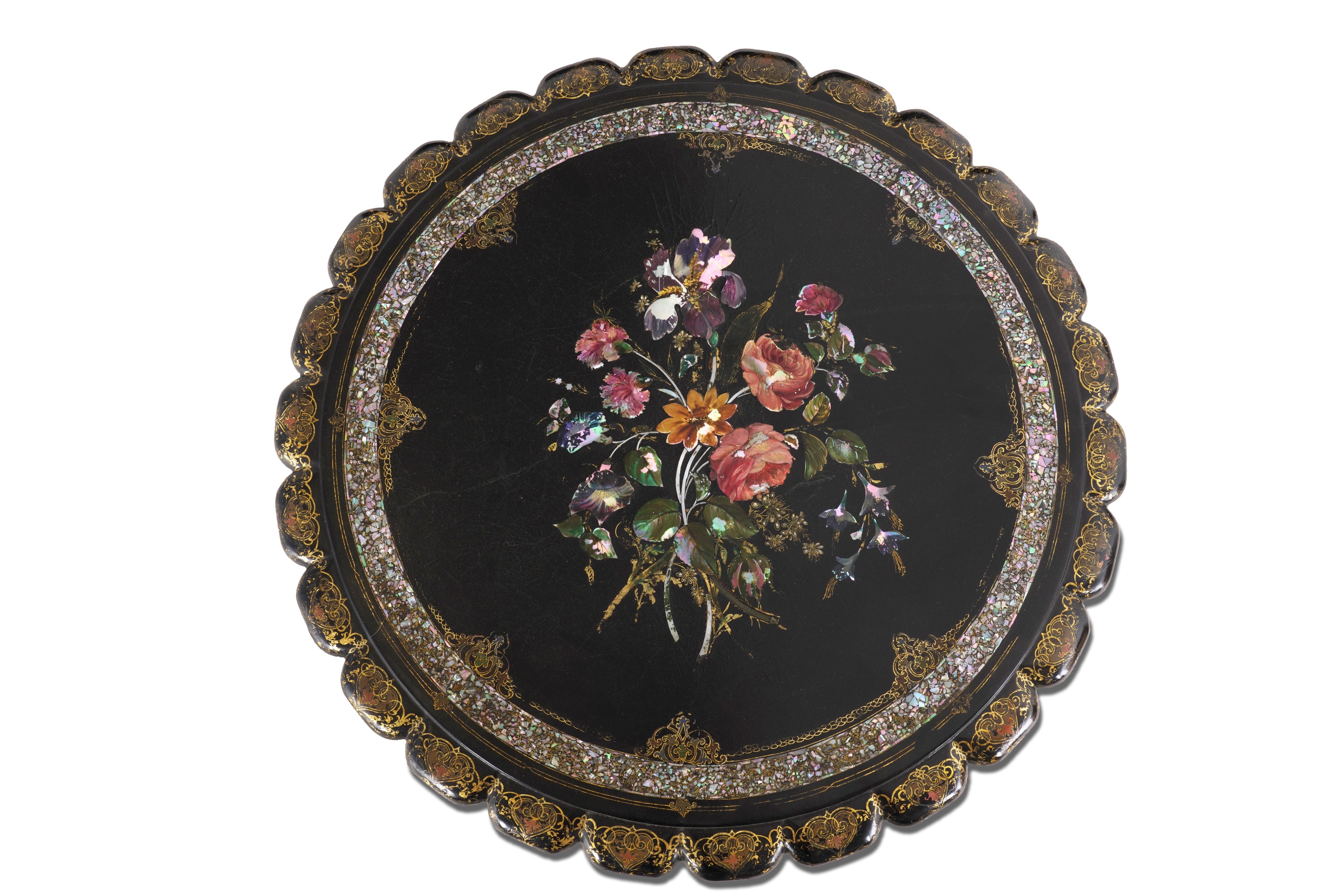 Tavolino in Legno Laccato e Dorato. XIX Secolo
