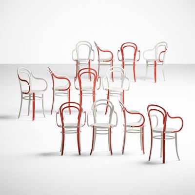 Dodici poltroncine mod. Rethonet, struttura in fusione d'alluminio laccata
