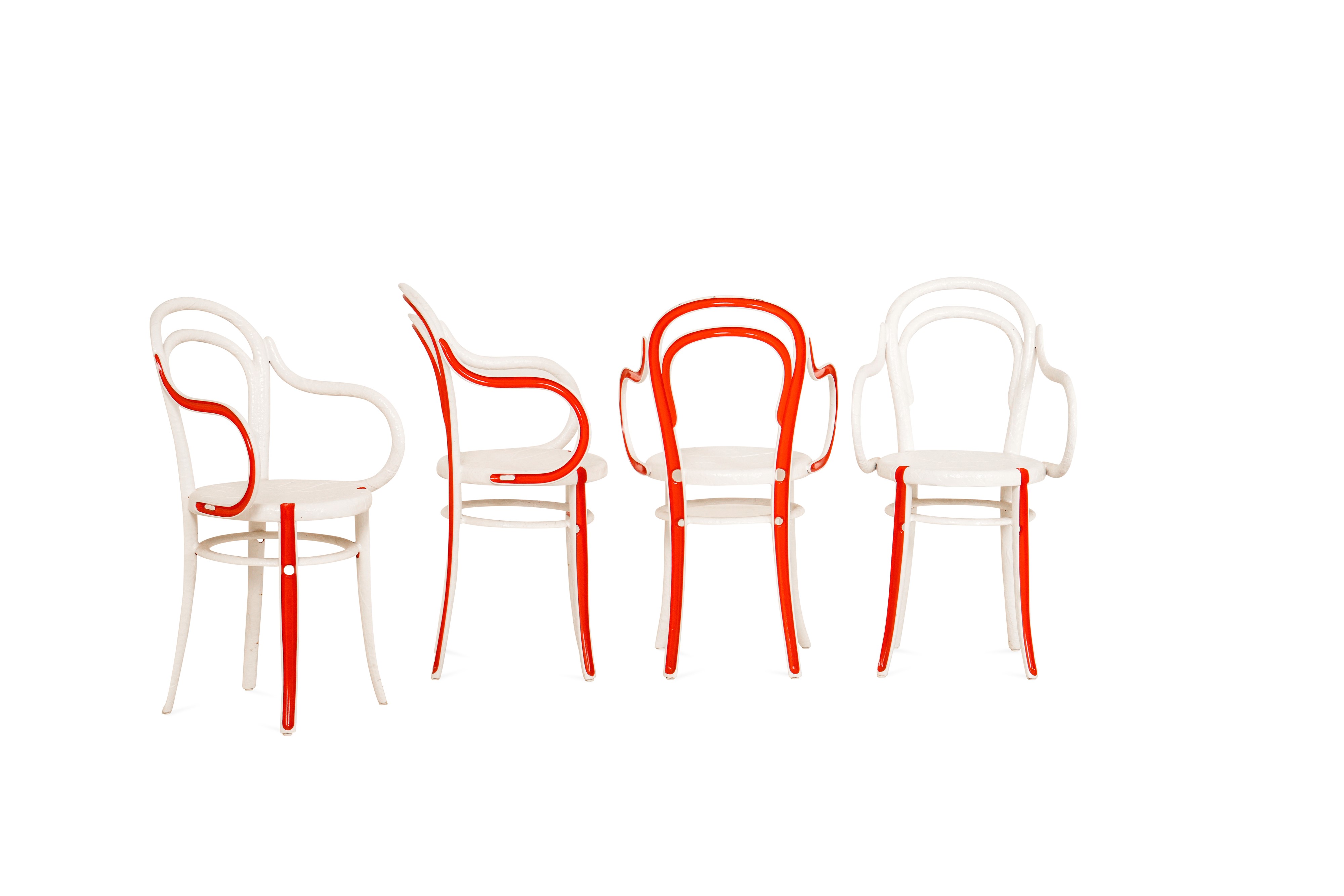 Andrea Salvetti - Dodici poltroncine mod. Rethonet, fusione d'alluminio laccata