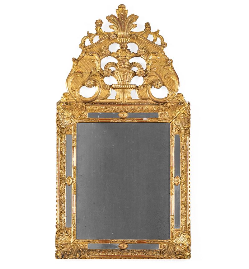 Specchiera in legno intagliato e dorato. XIX-XX secolo  - Asta Dimore Italiane - Cambi Casa d'Aste