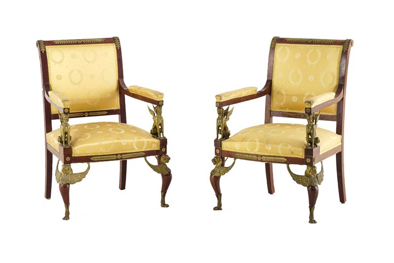 Coppia di poltrone. Francia, XIX secolo  - Asta Dimore Italiane - Cambi Casa d'Aste