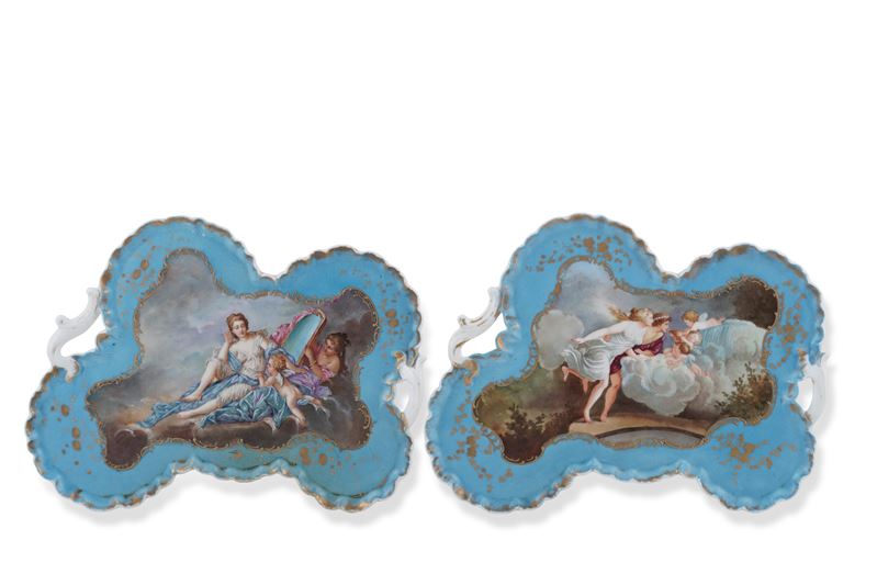 Coppia di vassoi polilobati. Francia, Limoges, Manifattura Haviland, verso la fine del XIX secolo   - Asta Dimore Italiane - Cambi Casa d'Aste