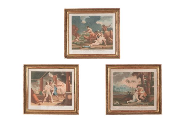 Louis-François Mariage (1785-1828) Tre incisioni in coloritura tratte dalla serie "Historia del declive del Imperio Inca: Amazili y Telasco"