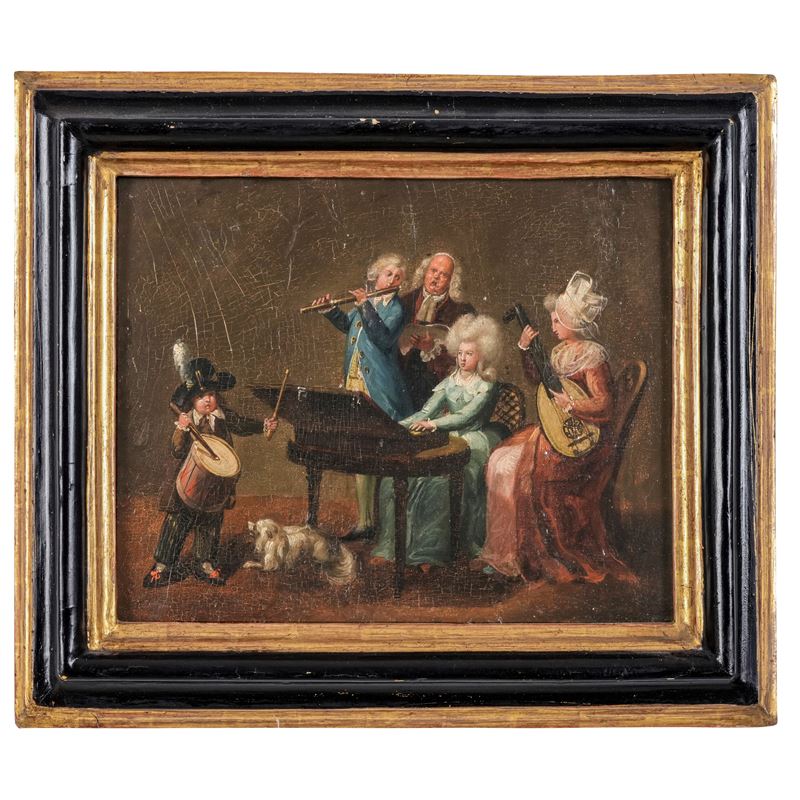 Scuola francese del XVIII secolo Concertino  - olio su tavoletta - Asta Dimore Italiane - Cambi Casa d'Aste