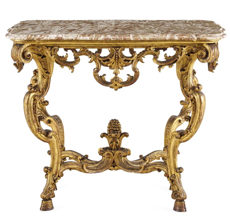 Consolle in legno intagliato e dorato. XX secolo  - Asta Dimore Italiane - Cambi Casa d'Aste