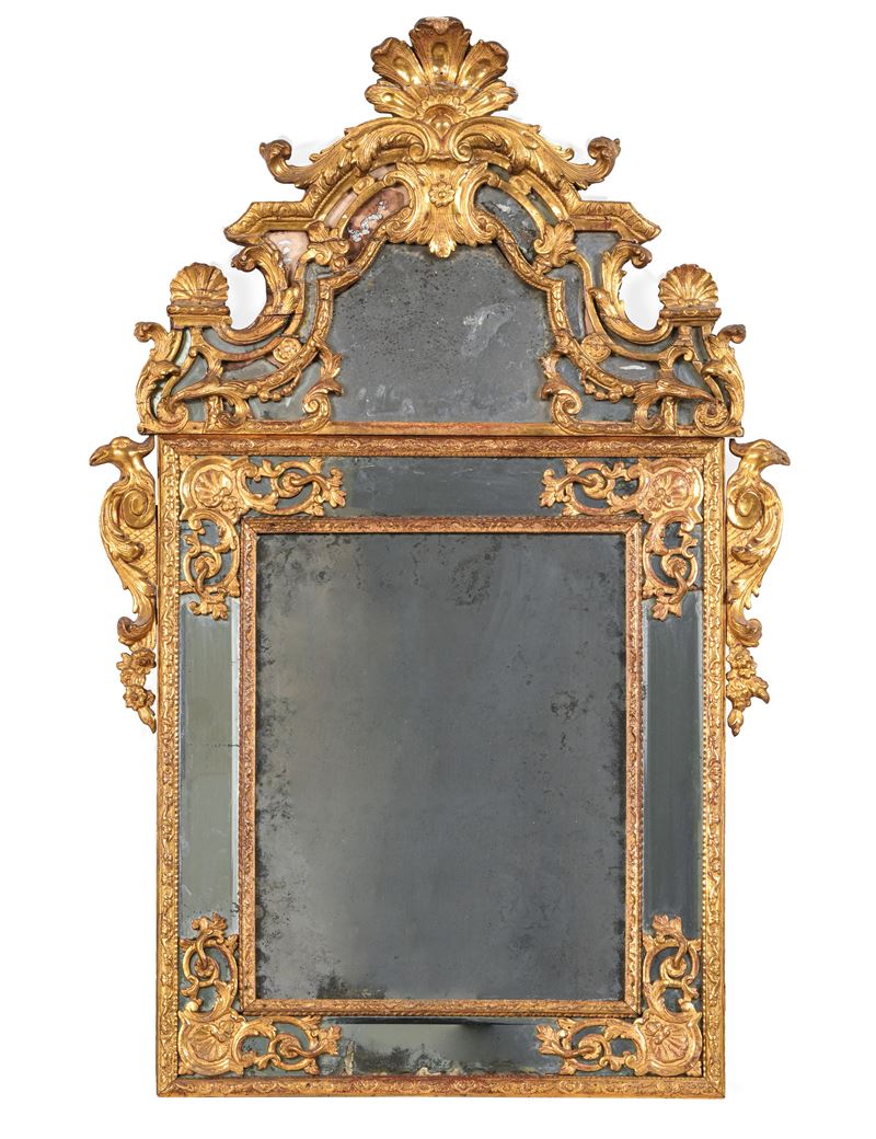 Specchiera in legno intagliato e dorato, elementi antichi  - Asta Dimore Italiane - Cambi Casa d'Aste