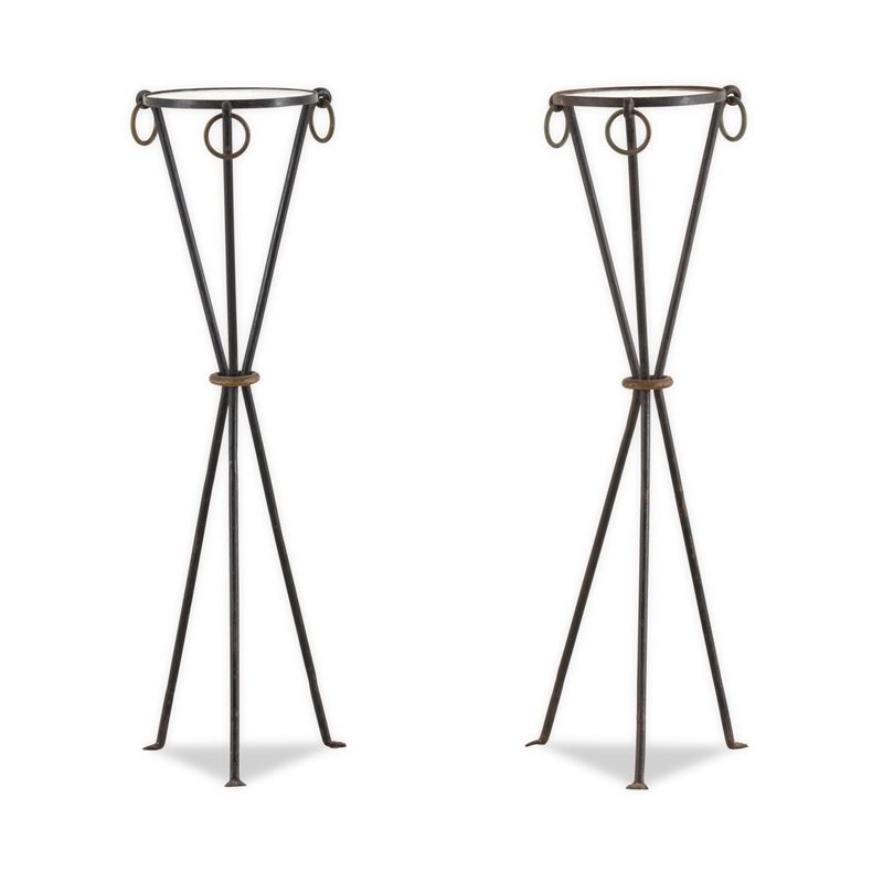 Coppia di gueridons in ferro battuto. XX secolo  - Asta Dimore Italiane - Cambi Casa d'Aste