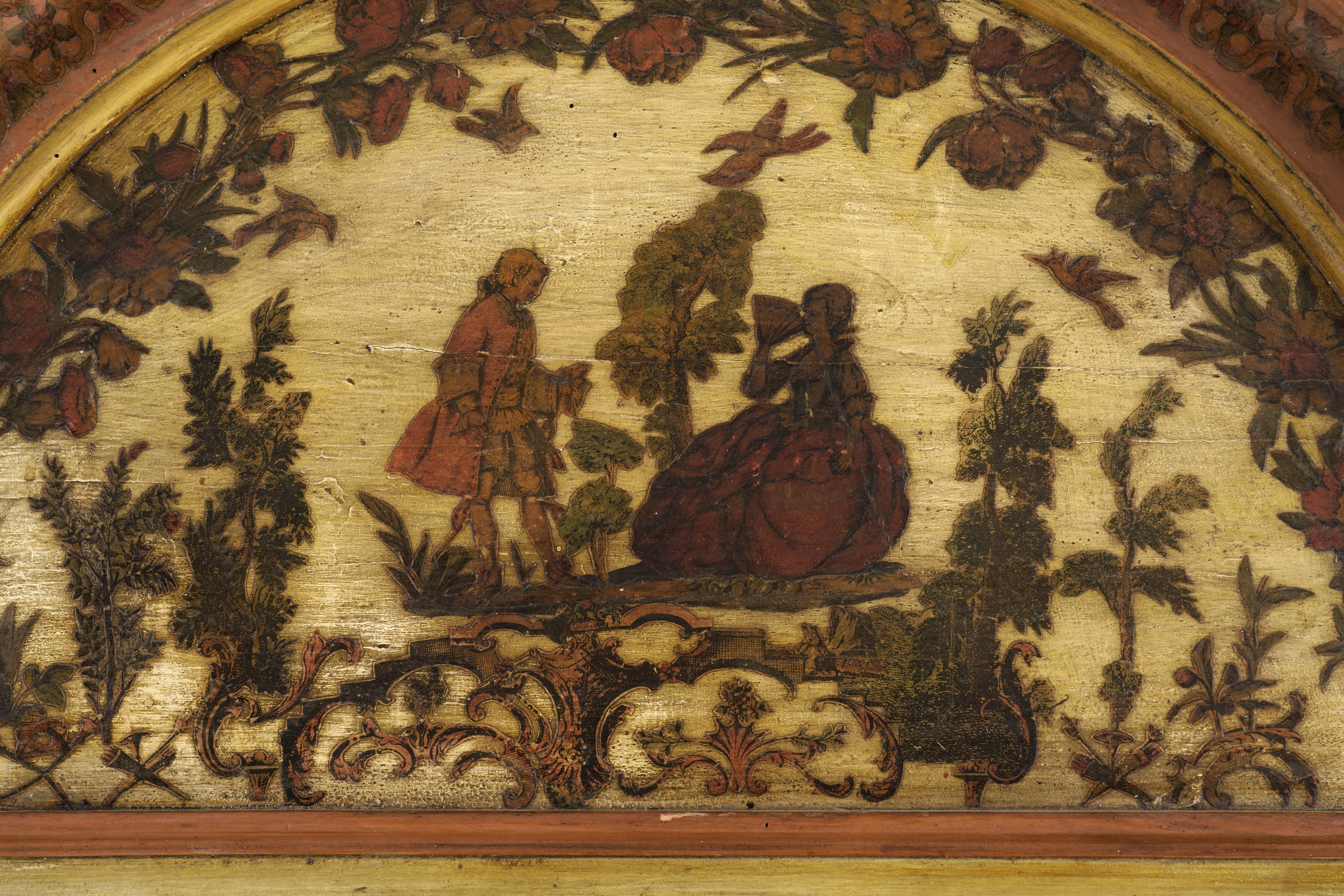 Armadio in Legno Dipinto e Decorato Ad Arte Povera, in Stile Settecentesco