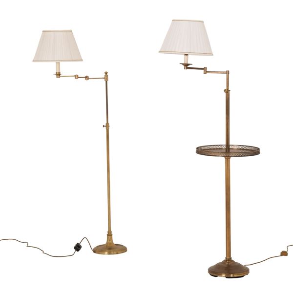 Due lampade da terra in bronzo. XX secolo