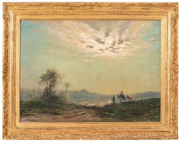 Paesaggio con figure a cavallo e gregge