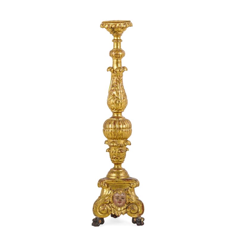 Torciera in legno intagliato e dorato. XVIII-XIX secolo  - Asta Dimore Italiane - Cambi Casa d'Aste