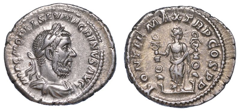 MACRINO, 217-218. Denario, anno  217.  - Auction Numismatics - Cambi Casa d'Aste