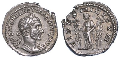 Macrino, 217-218. Denario.