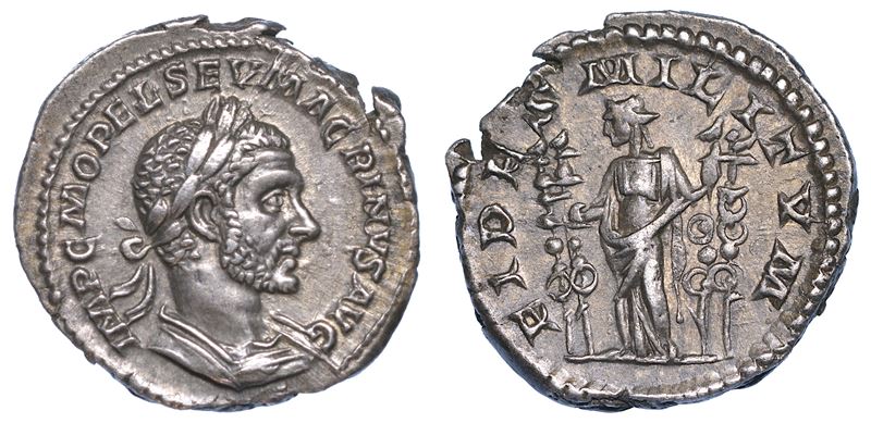 MACRINO, 217-218. Denario.  - Auction Numismatics - Cambi Casa d'Aste