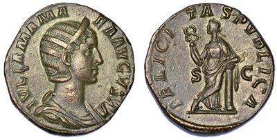 Giulia Mamea (madre di Alessandro Severo), + 235. Sesterzio.