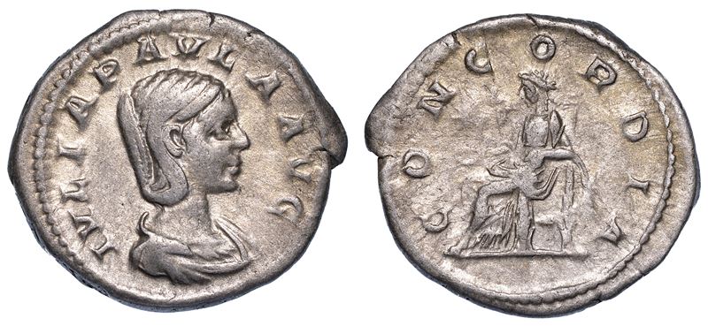 GIULIA PAOLA (Moglie di Eliogabalo), 219-220. Denario.  - Asta Numismatica - Cambi Casa d'Aste