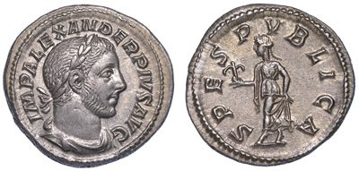 Alessandro Severo, 222-235. Denario, Anno 232.