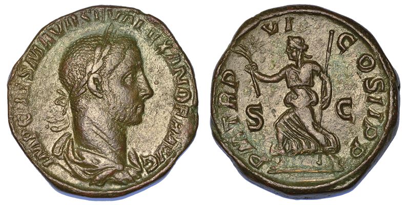 ALESSANDRO SEVERO, 222-235. Sesterzio, anno 227.  - Auction Numismatics - Cambi Casa d'Aste