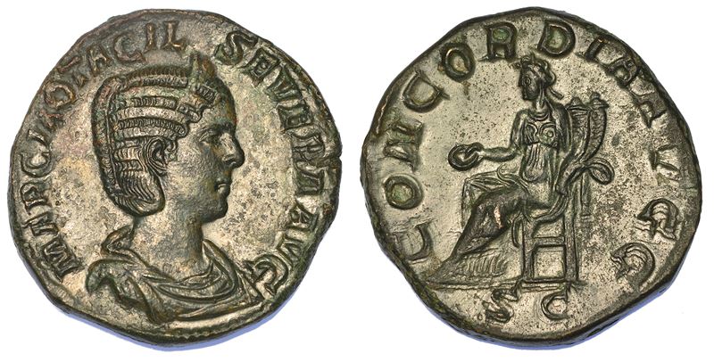 OTACILIA SEVERA (Moglie di Filippo I), 244-249. Sesterzio.  - Asta Numismatica - Cambi Casa d'Aste
