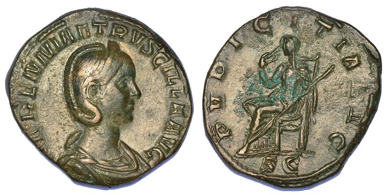 ERENNIA ETRUSCILLA (moglie di Traiano Decio, madre di Erennio Etrusco), 249-251. Sesterzio, anno 250.  - Auction Numismatics - Cambi Casa d'Aste