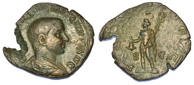 OSTILIANO, 251. Sesterzio.  - Auction Numismatics - Cambi Casa d'Aste