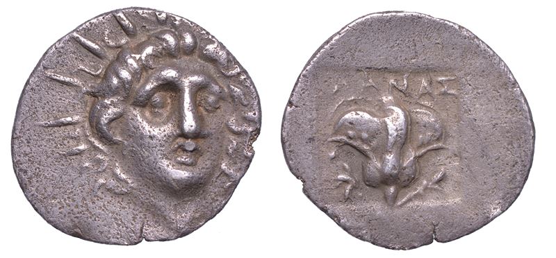 ISOLE DELLA CARIA - RODI. Emidracma, anni 167-88 a.C.  - Auction Numismatics - Cambi Casa d'Aste