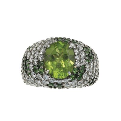 Cusi, Anello con peridoto, diamanti e tsavoriti