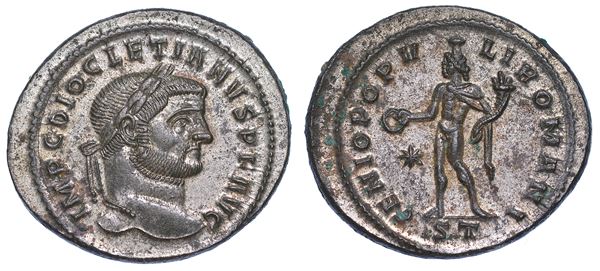 DIOCLEZIANO, 284-305. Follis, anni 296-297. Ticinum.