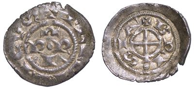 Brescia. Comune (1186-1254?). a Nome di Federico I, 1155-1190. Denaro Scodellato.