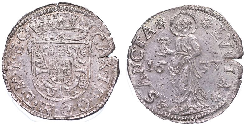 MANTOVA. CARLO I GONZAGA, 1627-1637. Lira 1633.  - Auction Numismatics - Cambi Casa d'Aste