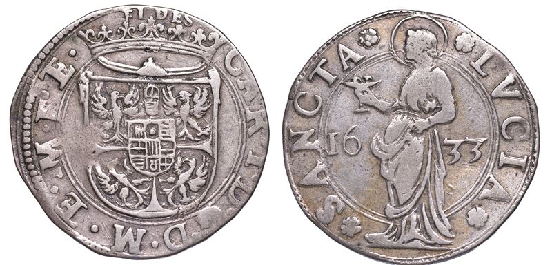 MANTOVA. CARLO I GONZAGA, 1627-1637. Lira 1633.  - Auction Numismatics - Cambi Casa d'Aste