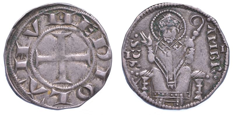 MILANO. ETA' COMUNALE, SENZA IL NOME DELL’IMPERATORE, METÀ XIII - INIZIO XIV SEC. Ambrosino d’argento (secondo tipo).  - Auction Numismatics - Cambi Casa d'Aste