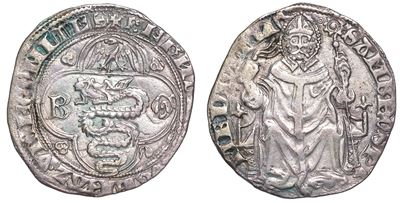 Milano. Bernabo' e Galeazzo II Visconti, 1354-1378. Grosso da un Soldo e Mezzo o Pegione.