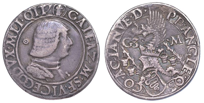 MILANO. GALEAZZO MARIA SFORZA, 1466-1476. Testone o lira.  - Auction Numismatics - Cambi Casa d'Aste