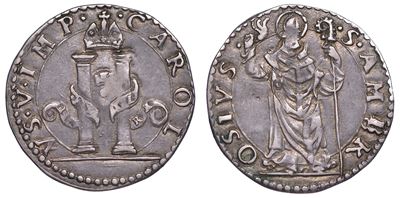 Milano Carlo V D'asburgo, 1535-1556. Denaro da 8 Soldi.