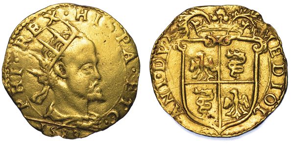 MILANO. FILIPPO II D’ASBURGO, 1556-1598. Doppia 1589.